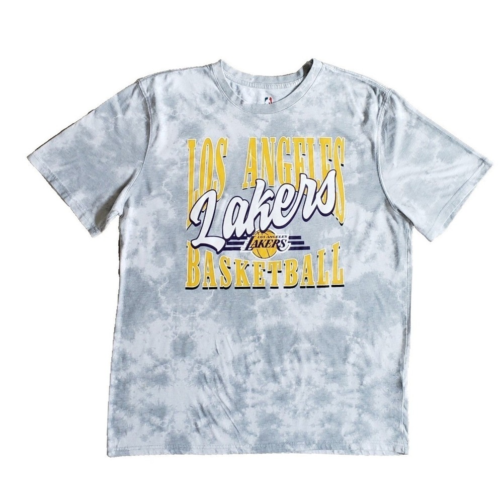 NBA Lakers Shirt Mens XL Grey Tie Dye Graphic Los Angeles Basketball Tee
